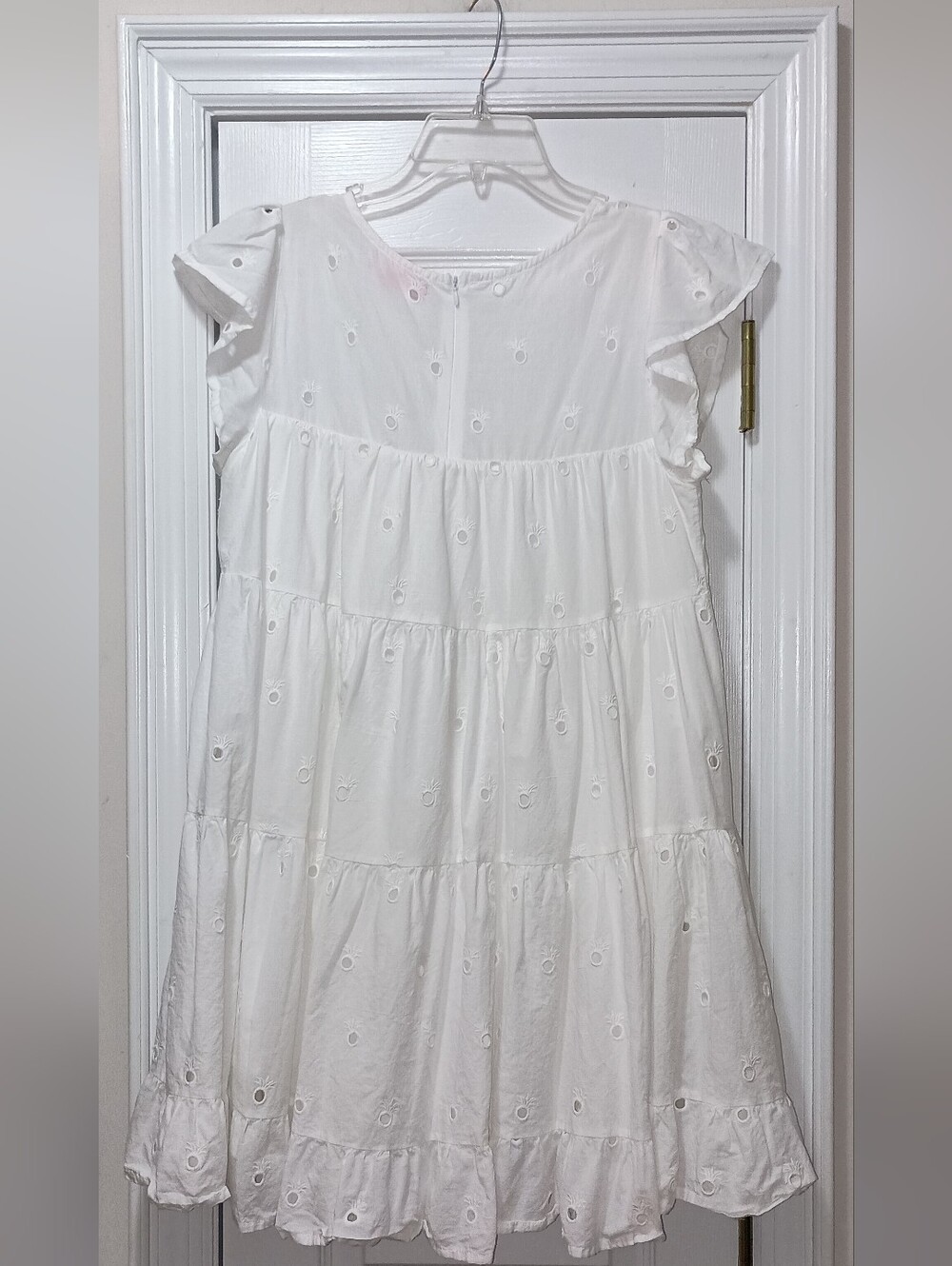 Simply Southern White Eyelet Tiered Mini Dress With Pineapple Cutout XLarge - Picture 4 of 8